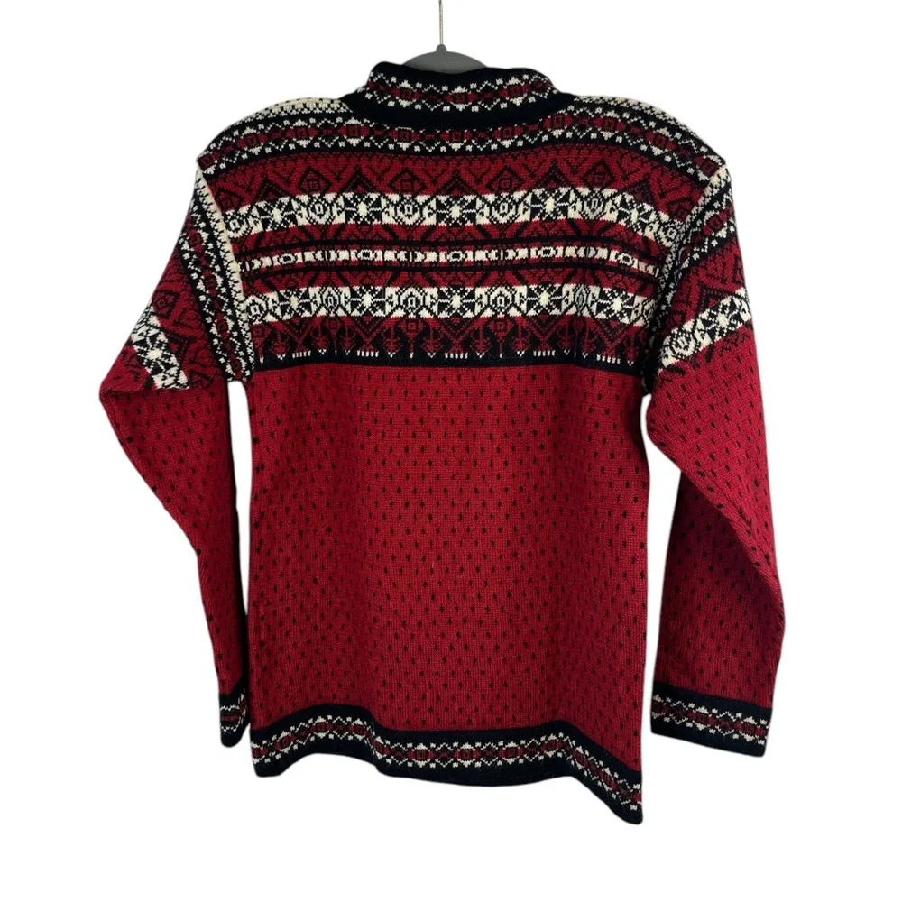 Icewear men’s 100% wool red black cream Nordic 1/4‎ zip sweater size small